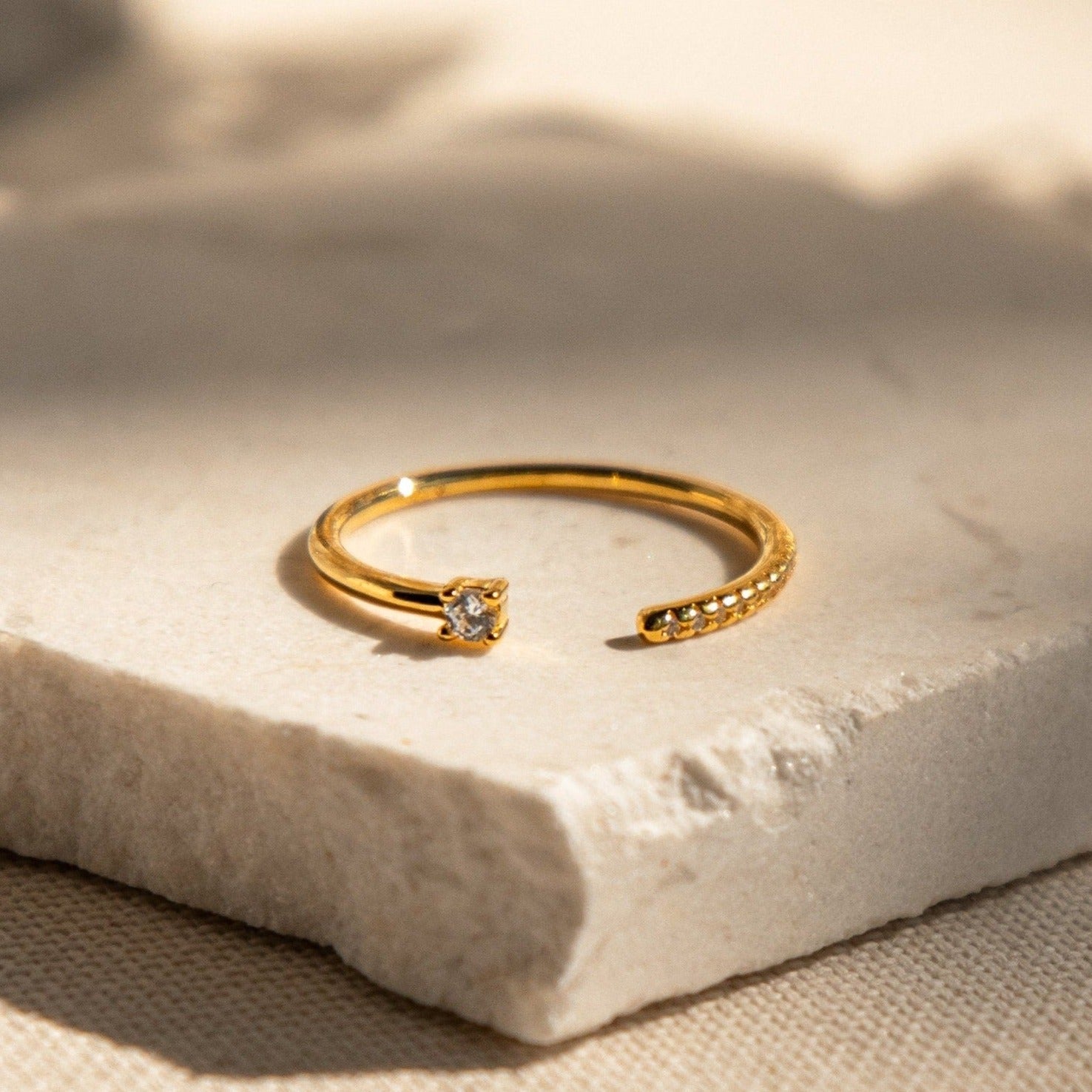 Cecilia Pave Ring - Delicate Sterling Silver or 18K Gold with CZ Diamonds